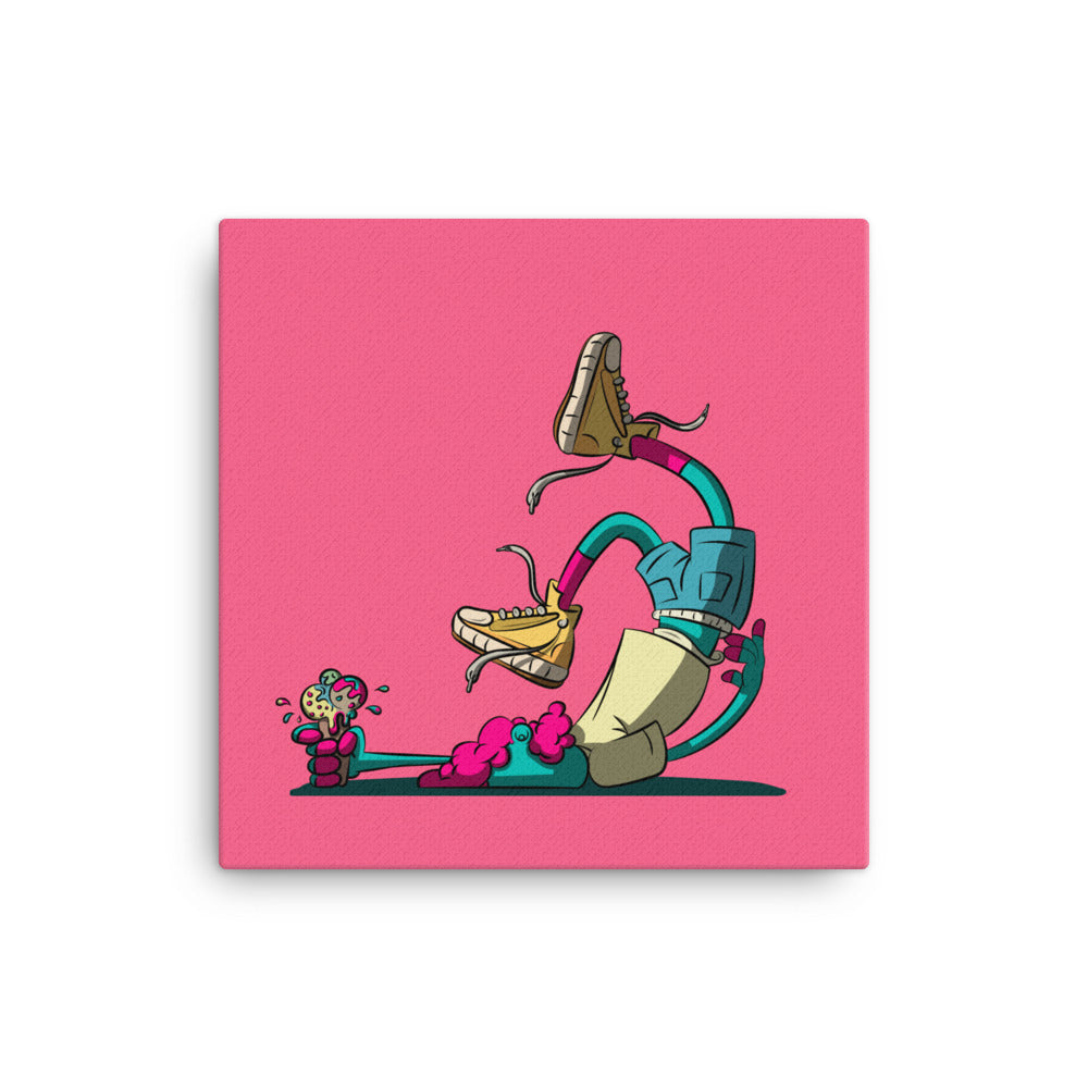 CANVAS ART PRINT | MR. SPACEBOY FACEPLANT | PINK | 35.56 x 35.56